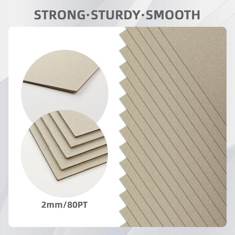 gocreate 25CT 8.5x11 Inch Book Binding Boards Grey Chip board 2mm 80PT Thick Binder Cardboard Sheets for Book Binding Cover, Making Box, Stencil Cutouts, Support Boards for Mailing & Post - Image 3